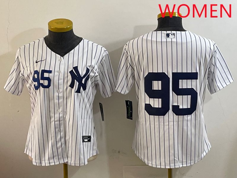 Women New York Yankees #95 No Name White Stripe Game 2025 Nike MLB Jersey style 5->women mlb jersey->Women Jersey